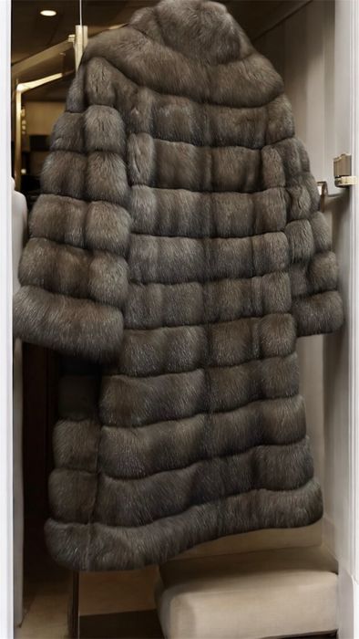 LUX Італія шуба соболь тор тора лавандер 95 см сивина 1-2 С-М не норка