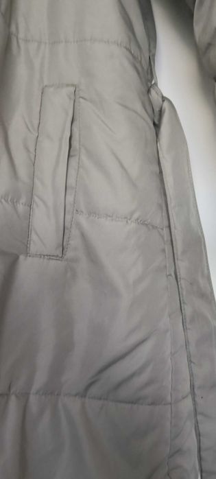 Sobretudo Acolchoado MO Casual Cinzento/Beige c/ Capuz Removível e Cinto – Tam. XXL