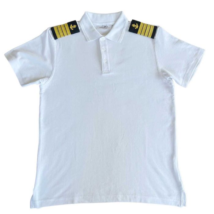 Koszulka mundurowa polo z pagonami biała bawełna 100% S NauticDecor