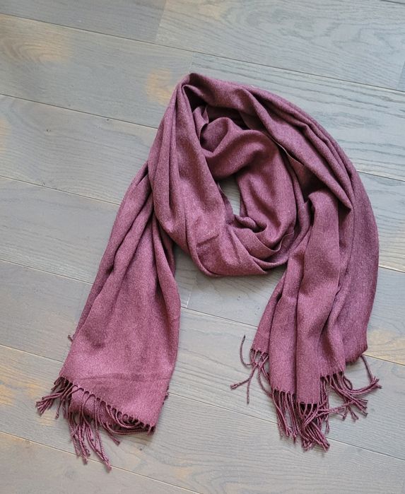 Шарф широкий палантин кашемировый цвет бордо марсала размер 190 х 66 с