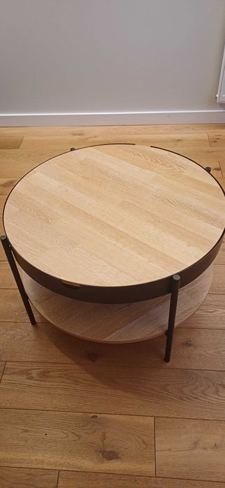 Ława stolik kawowy z półką stół okrągły 71 cm