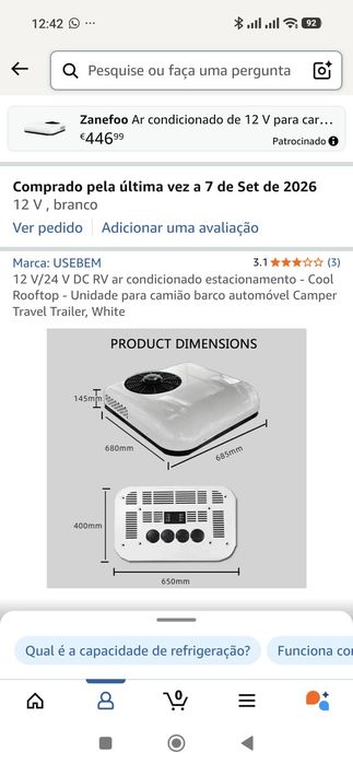 Ar condicionado 12v