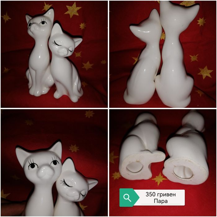 Винтажные фарфоровые статуэтки- кошки, собачки. Фигурки.