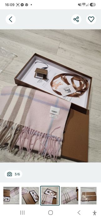 Piekny nowy szalik 100% kaszmiru Burberry