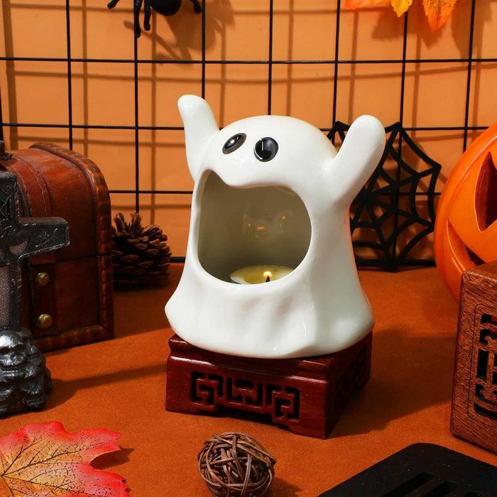Świecznik na tealight Ceramiczny Duszek 11 cm - Dekoracja Halloween