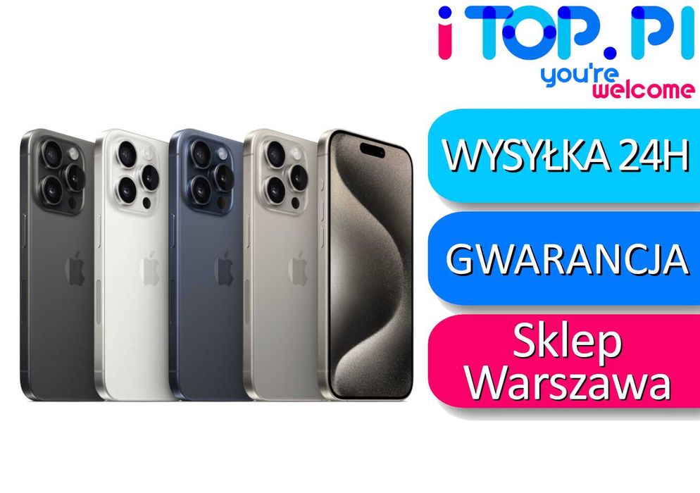 iPhone 15 Pro 512GB eSim /Różne kolory/ Sklep iTop Muranów Lokal 32 / Stan Bardzo Dobry / Gwarancja
