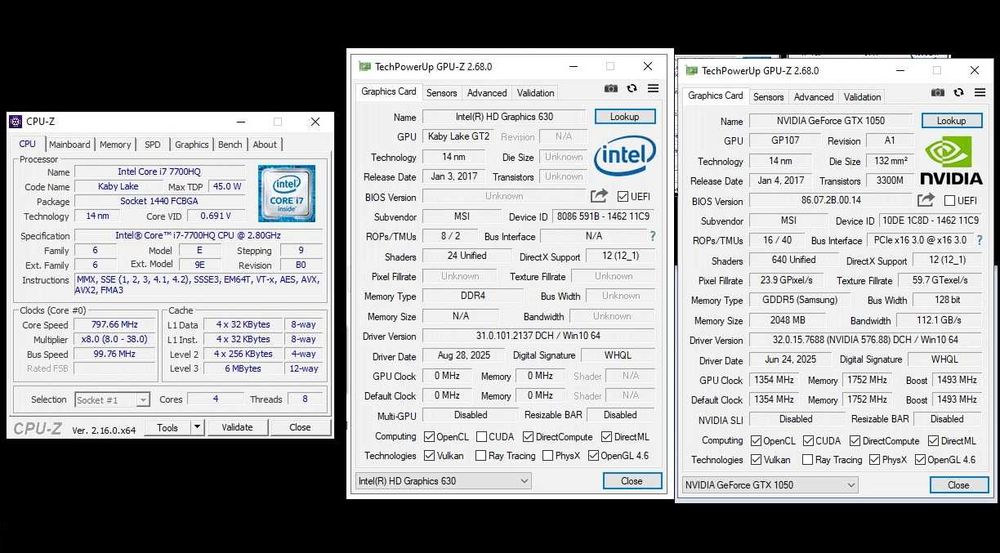 MSI GP72 7RD i7-7700HQ GTX1050 16GB ram ssd 500GB+1TB  WiFi6 17'' BOX