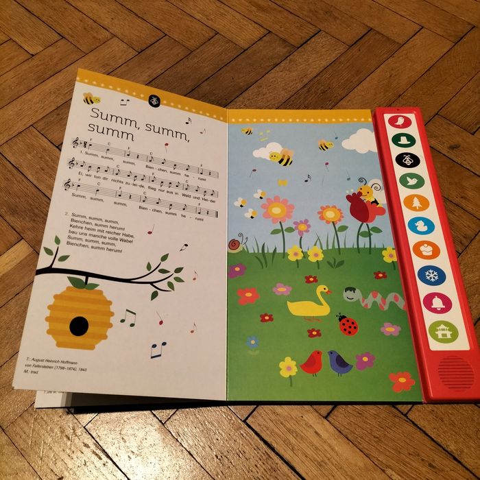 Książka dźwiękowa z melodiami piosenek wraz z bateriami