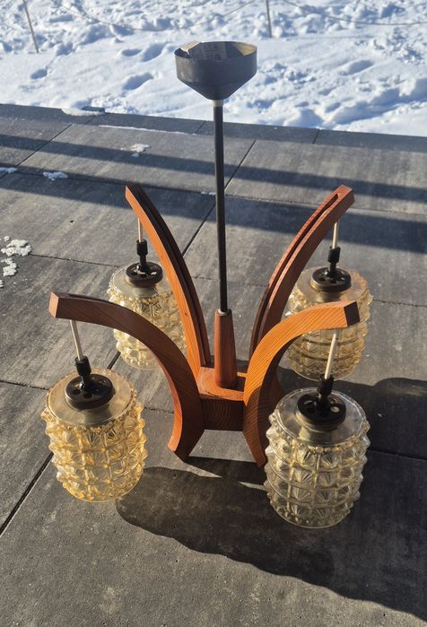 Lampa żyrandol prl zabytek klosz