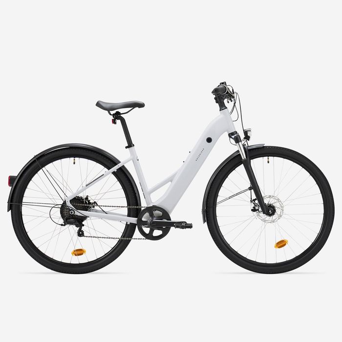 Bicicleta de Trekking Elétrica Quadro Baixo E-ACTV 100 Cinzento-pérola