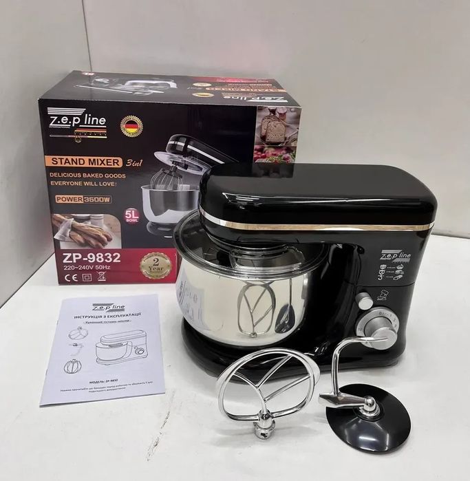 Кухонний тістоміс міксер 3в1 на 3500Вт 5літрів Zepline ZP-9832