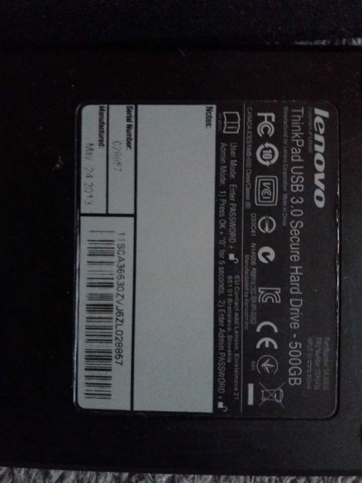 Lenovo ThinkPad USB 3.0 Seurce Hard Drive 500GB
