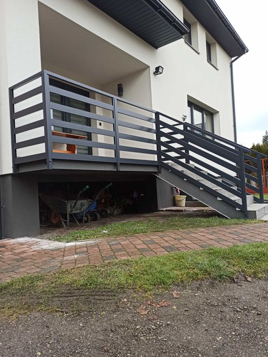 Balustrada Malowana Proszkowo Ocynk Panel loft szklane