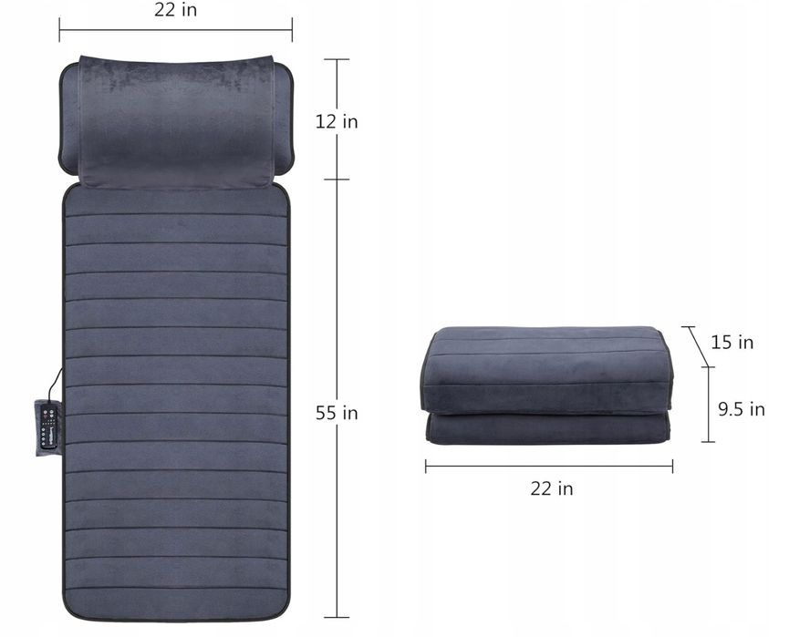 Mata Masująca Comfier CF-3603U Wibracji Podgrzewaniem Szara 10 Silnikó