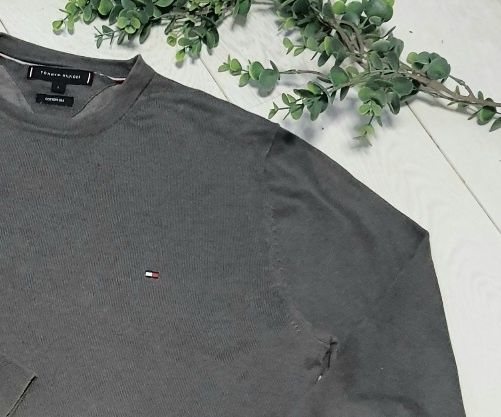 Tommy Hilfiger  Cotton Silk sweter męski, szary  / stalowy,  L.