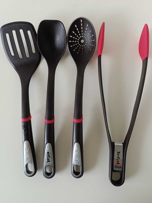 Набір кухонних аксесуарів Tefal Ingenio 4 шт шумовка гарнірна ложка щипці лопатка