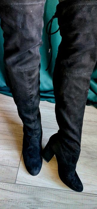 Czarne, zamszowe kozaki za kolano HIT r. 37