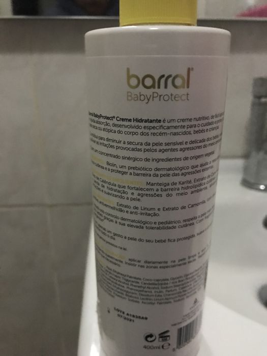 Creme Hidratante Barral 400ml- Novo