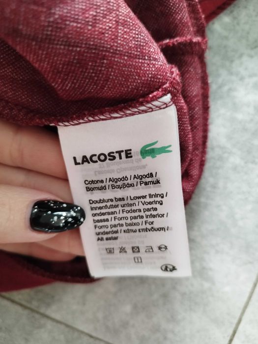 Dres męski Lacoste monogram, L, burgund, czerwony, bordo