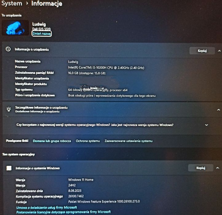 Dell latitude g15 5511 RTX3050 nowa oryginalna bateria