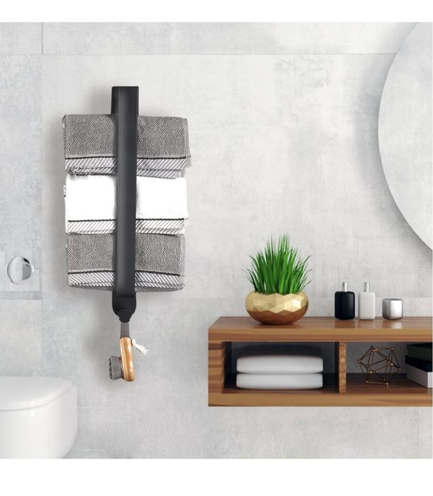 Toalheiro WC sem perfuração em aço inoxidável preto