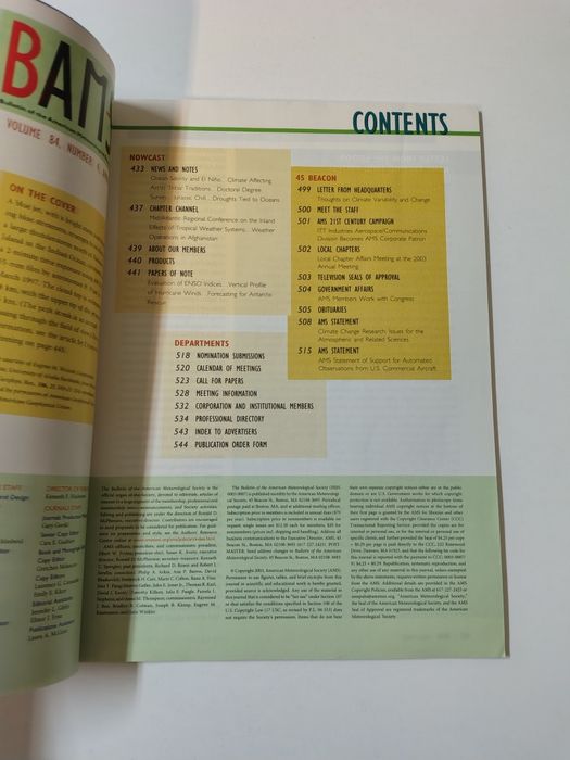 BAMS - Bulletin of The American meteorological society

Volume 84 Numb