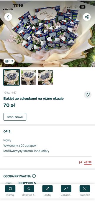 Bukiet z kwiatów mydlanych na ślub