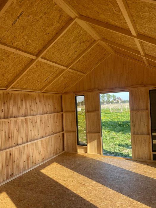 Nowoczesny domek narzędziowy, altana, drewutnia, stodoła, lamele