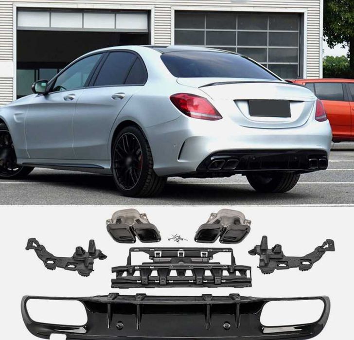 Dyfuzor Dokładka MERCEDES W205 S205 Czarny Połysk