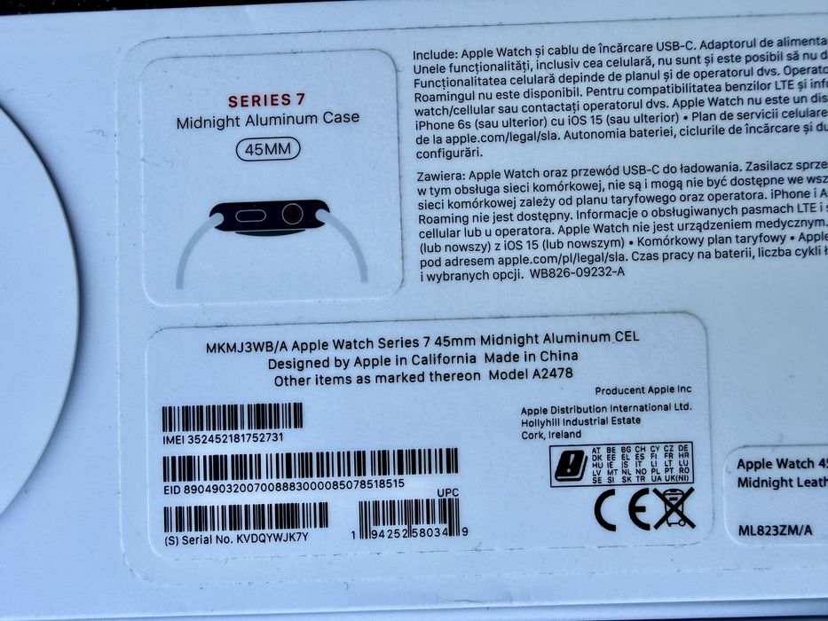 Smartwatch Apple Watch 7 45mm LTE bateria 100% - opis !