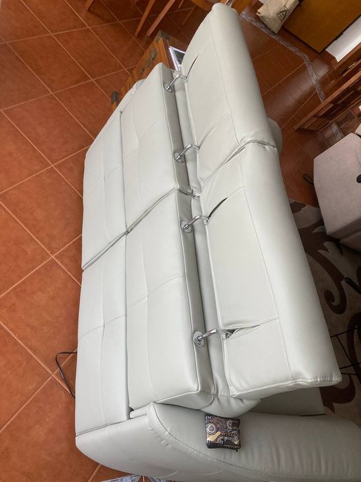 Sofá Eléctrico reclinável Faux Leather Bege automático 2 lugares