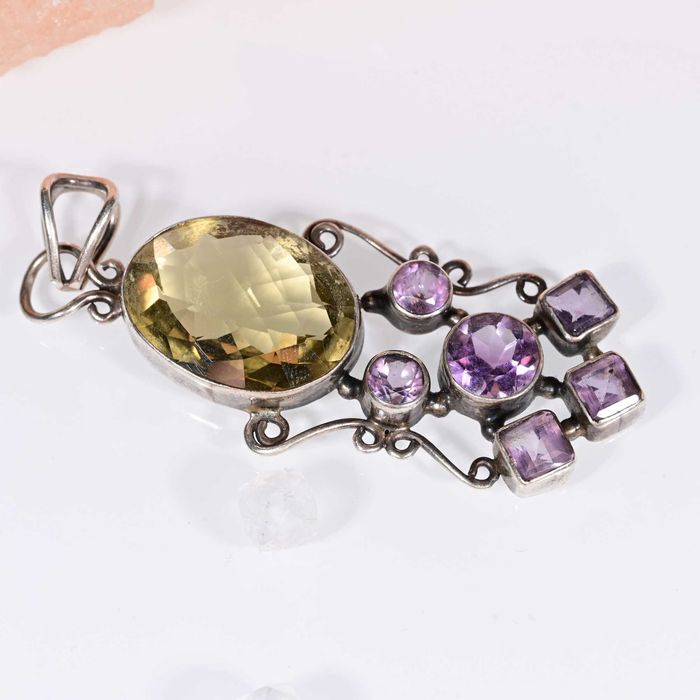 Wisior srebro 925 cytryn ametyst