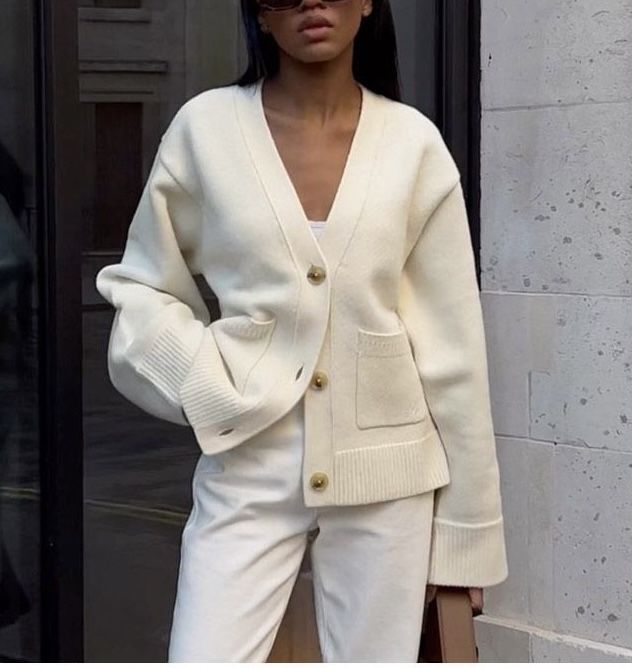 Вовняний білий кардиган стиль Cos