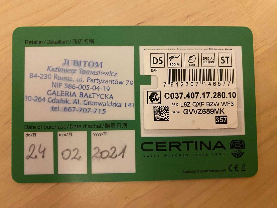 Zegarek Certina DS Super DH500M