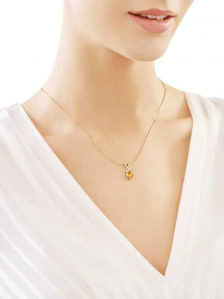 Diament i cytryn zawieszka i kolczyki złoto Apart OKAZJA