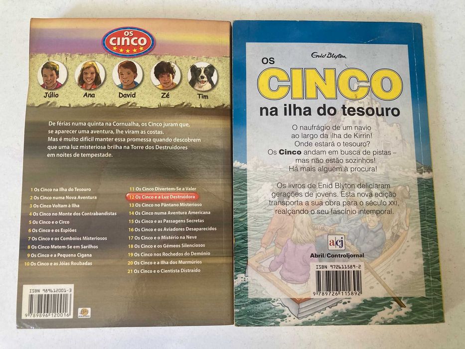 2 Livros - Os Cinco (na Ilha do Tesouro e a Luz Destruidora)