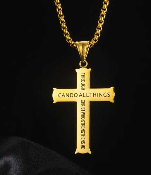 Colar 'Can do ALL' - cruz e fio