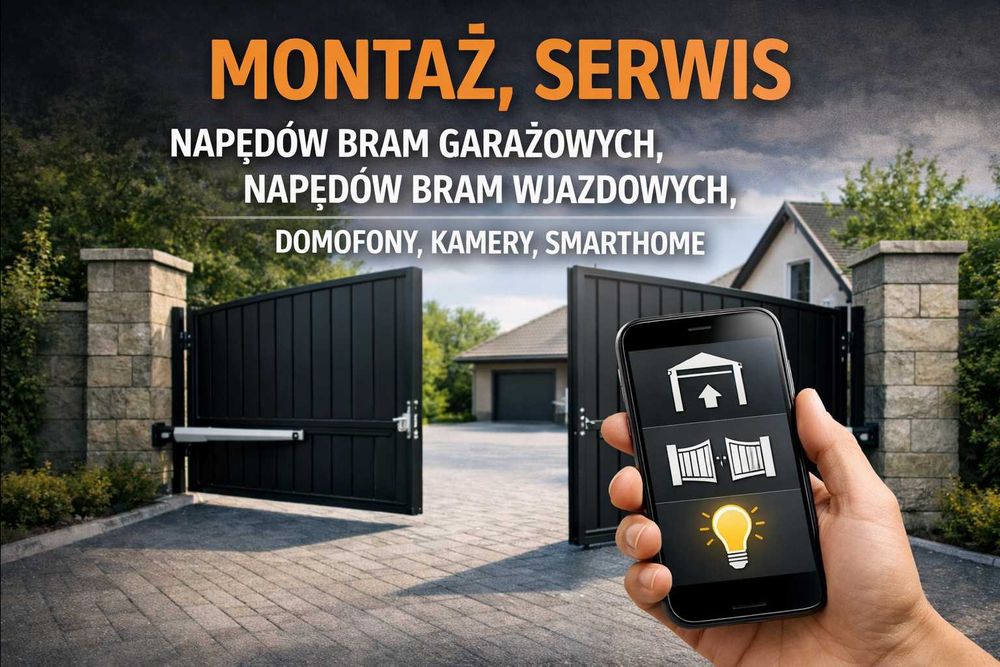 Montaż / Serwis - napędów (automatów) bram garażowych, siłowników bram wjazdowych, wideo domofonów, monitoringu, kamer, domofonów RYPIN +50km