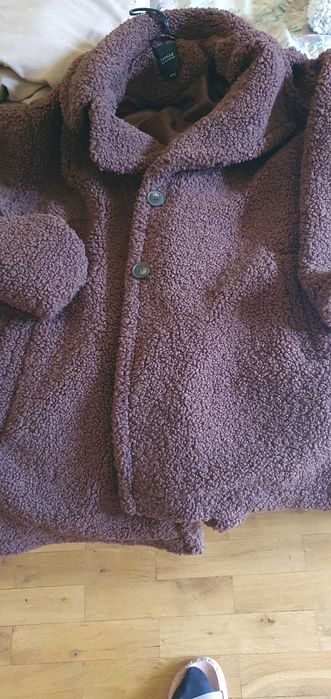 płaszcz baranek brazowy dużą