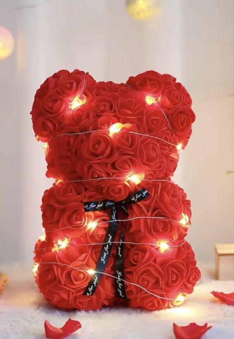 Miś z drobnych róż na walentynki. Dla niej.Urodziny imieniny, dla niej