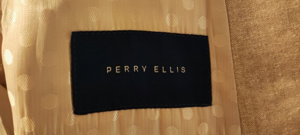 Fato de linho bege Perry Ellis