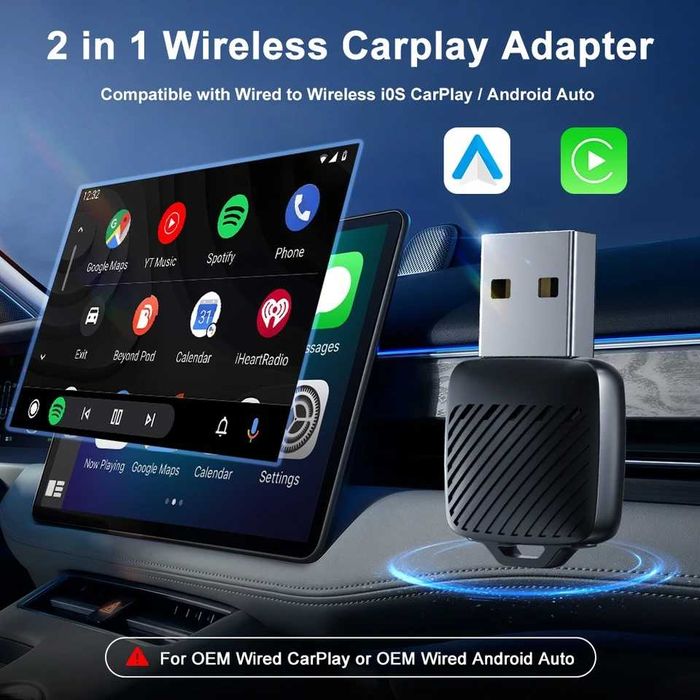 Adapter CarPlay Android Auto 2 w 1 Bezprzewodowy BT