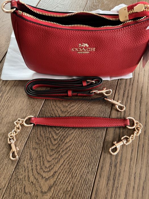 Elegancka torebka Coach – skórzana, z dwoma paskami