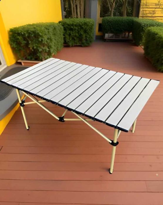 Переносний столик для кемпінгу розкладний бежевий туристичний