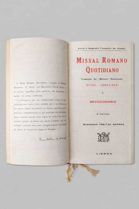 Missal Romano Quotidiano 1929 – 8.ª Edição | Freitas Barros