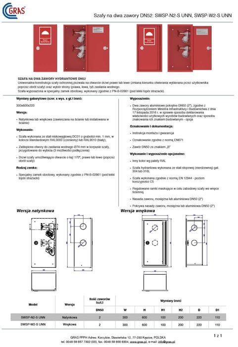 Skrzynka biała 71x39x21,5cm Szafa na zawór
SWSP-W2/S