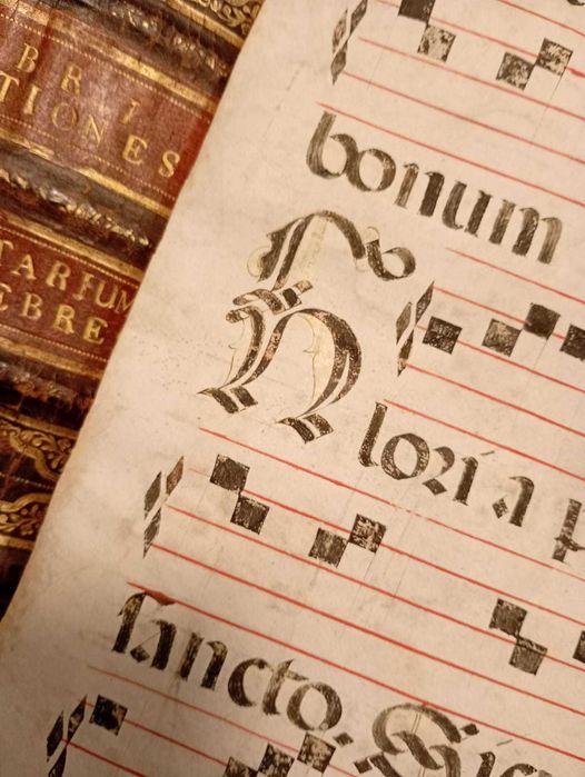 Stary Manuskrypt Folio ok. 1490 Graduał Średniowieczny - Karta