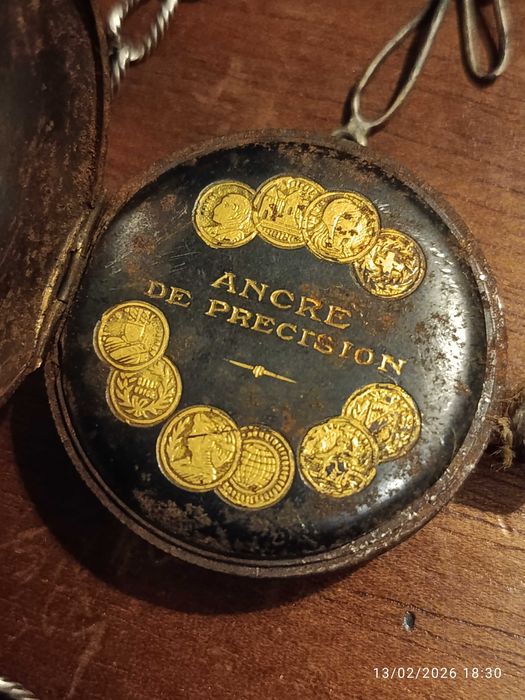 Relógio de bolso Suíço Cronômetro Anira Corrente de Prata 28 cm