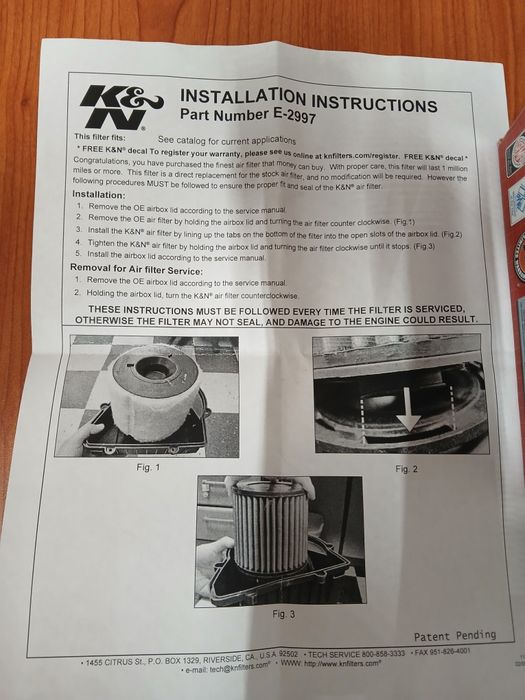 Filtro K&N Panel Filter