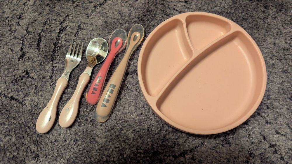 Перший Набір силіконова тарілка та прибори